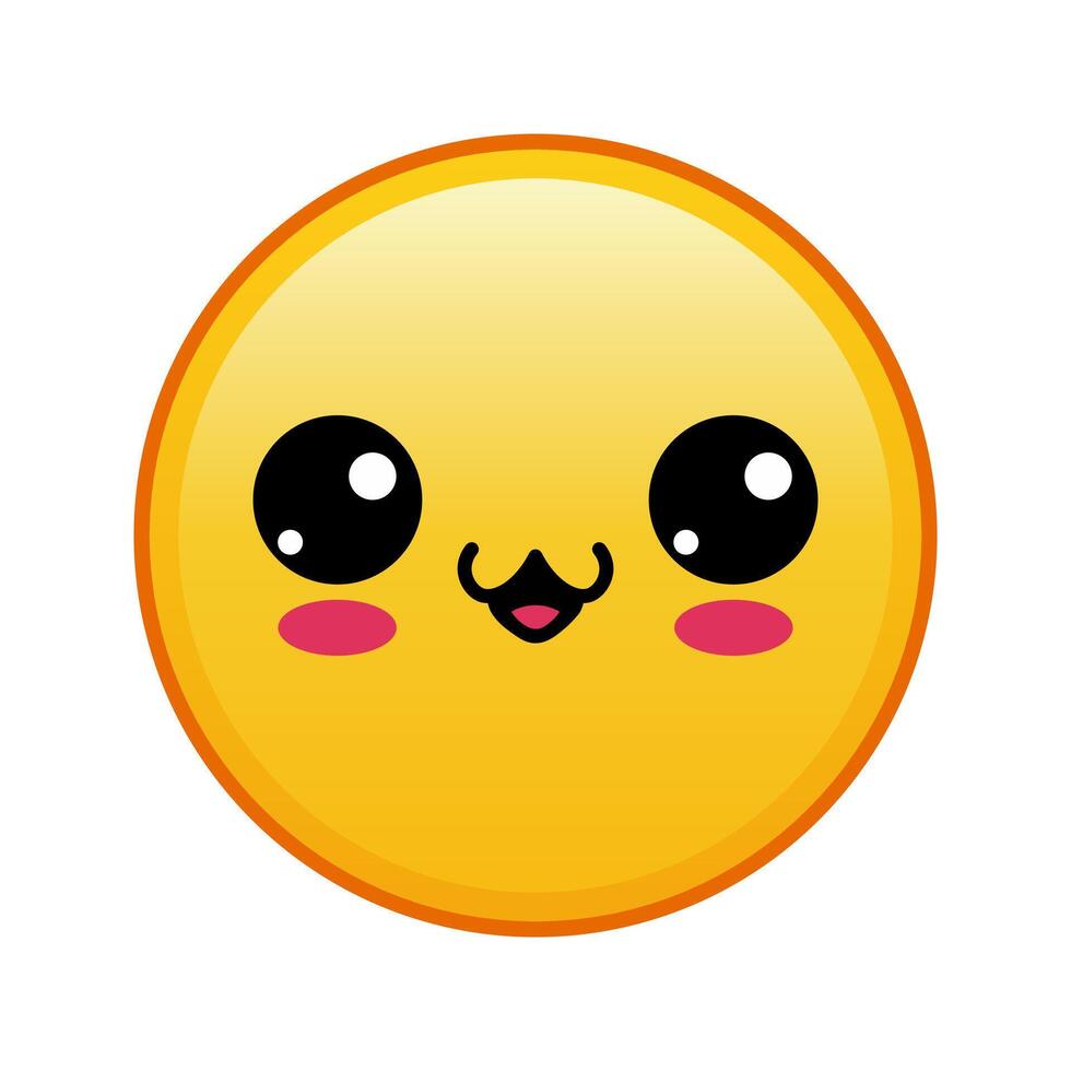 Kawaii yellow emoji with kitty face Large size of yellow emoji vector