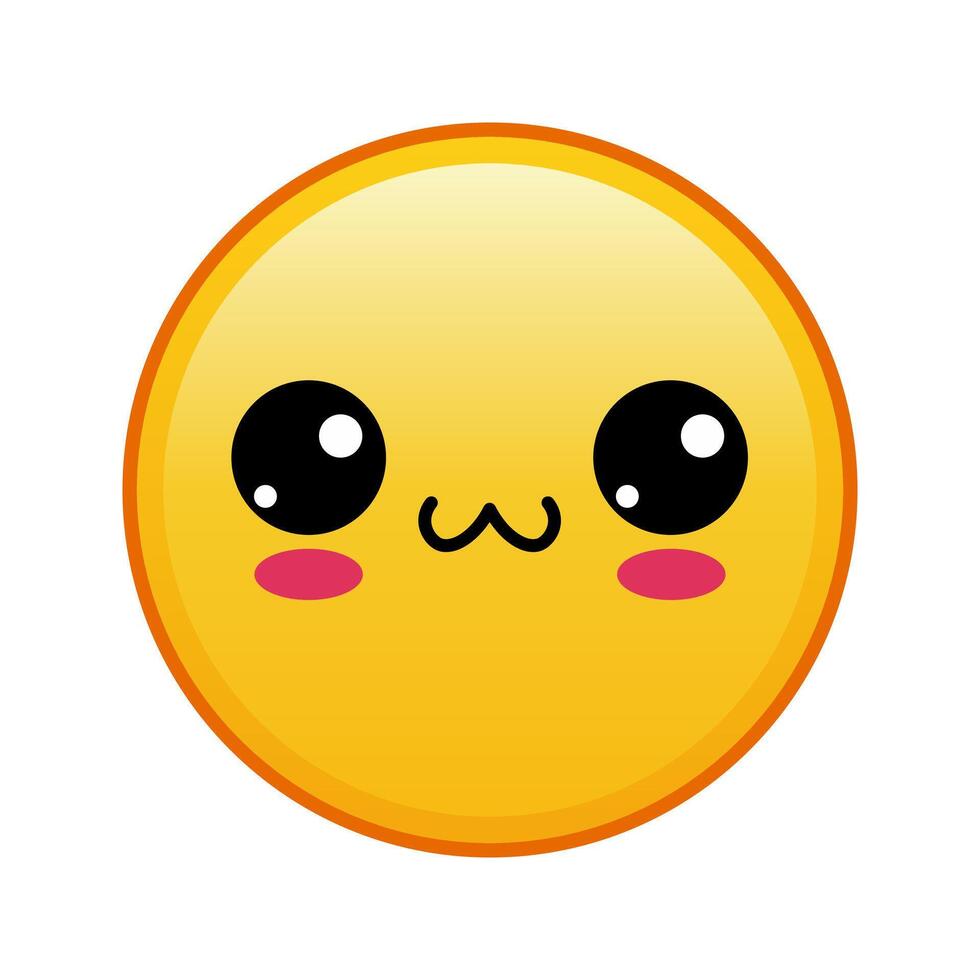 Kawaii yellow emoji with happy lips face Large size of yellow emoji vector