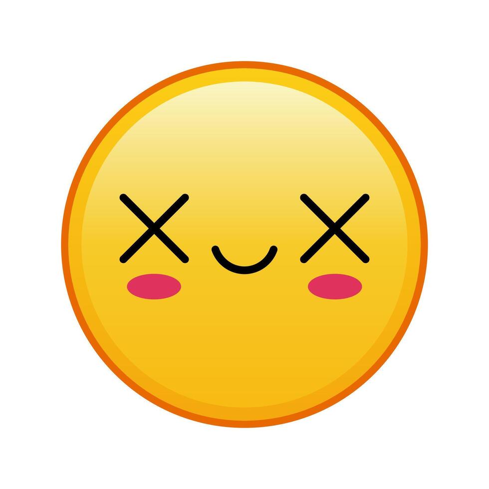 Kawaii yellow emoji with crossed out eyes face Large size of yellow emoji vector