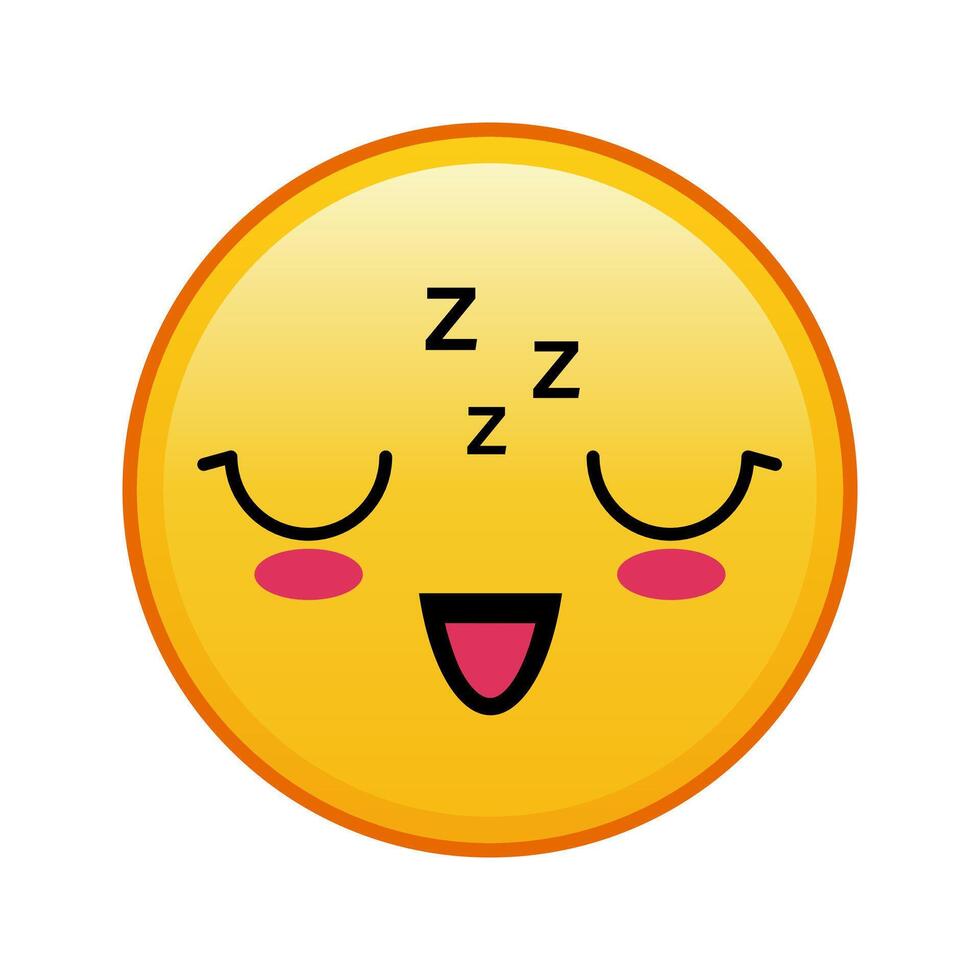 Kawaii yellow emoji with sleeping face Large size of yellow emoji vector