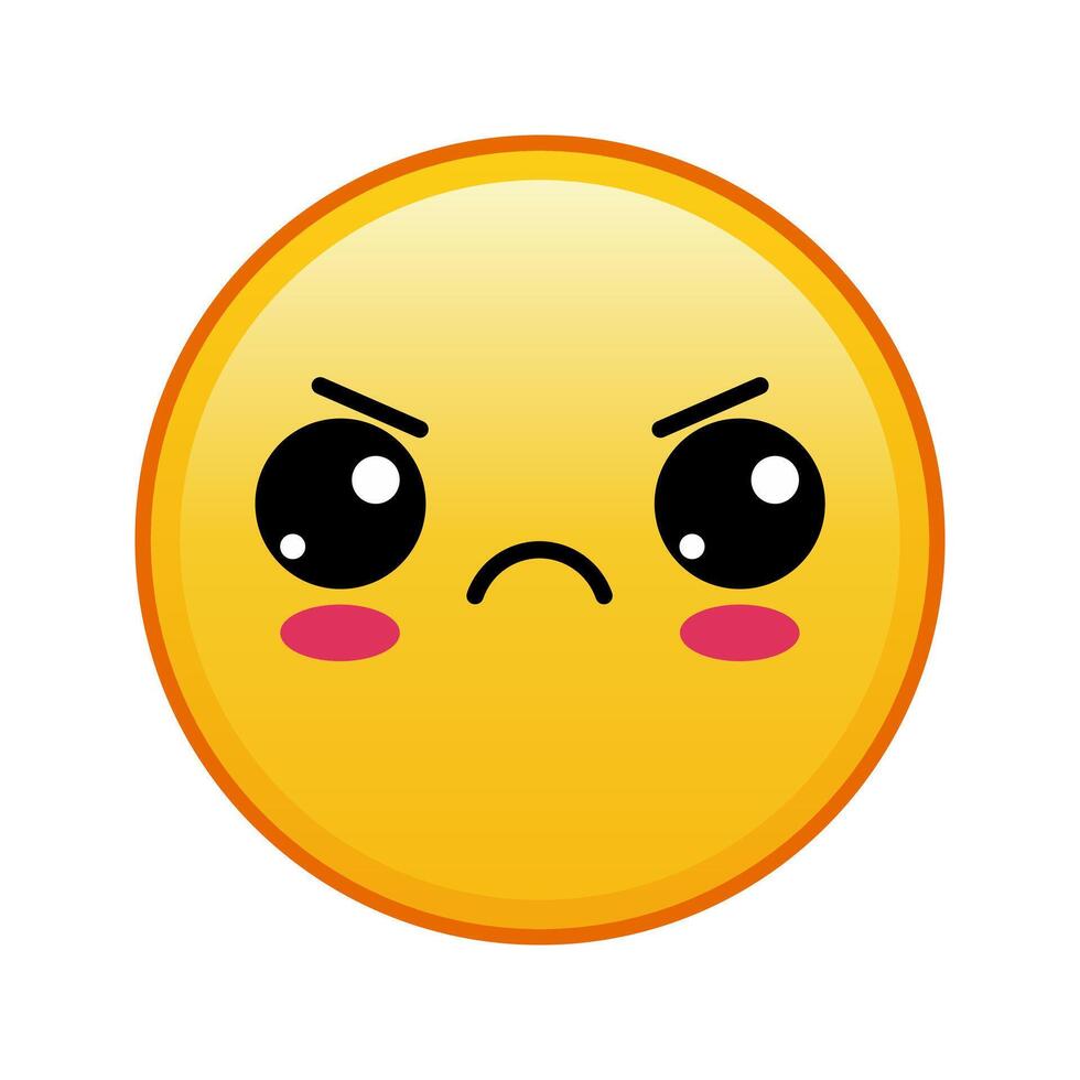 Kawaii yellow emoji with angry face Large size of yellow emoji vector