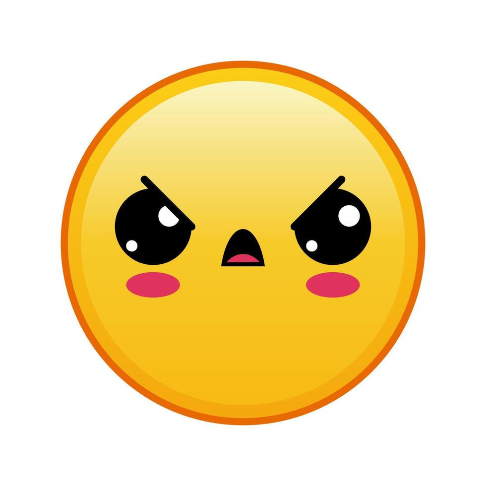 Kawaii yellow emoji with angry eyes face Large size of yellow emoji vector