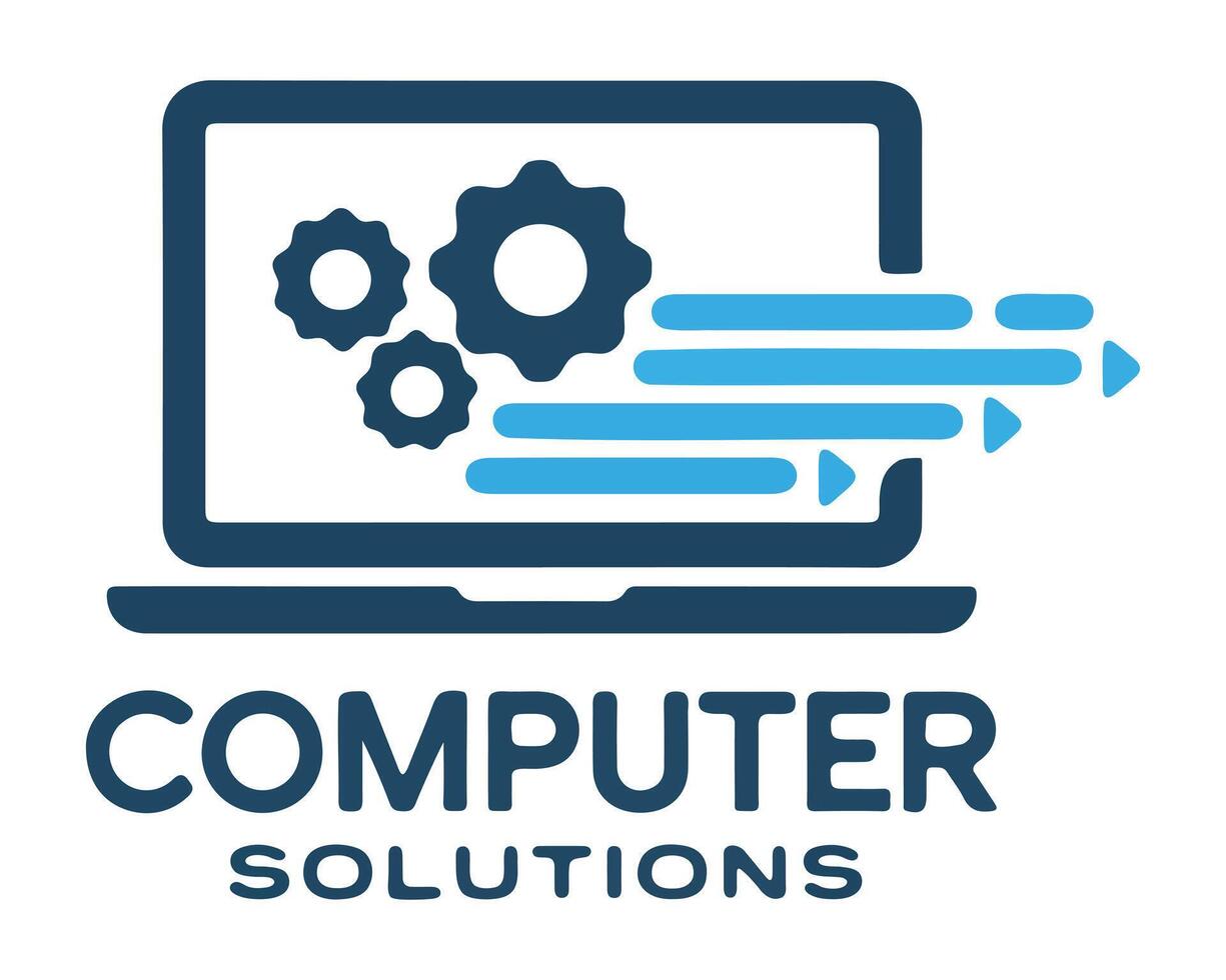 Modern computer solutions logo silhouette vector