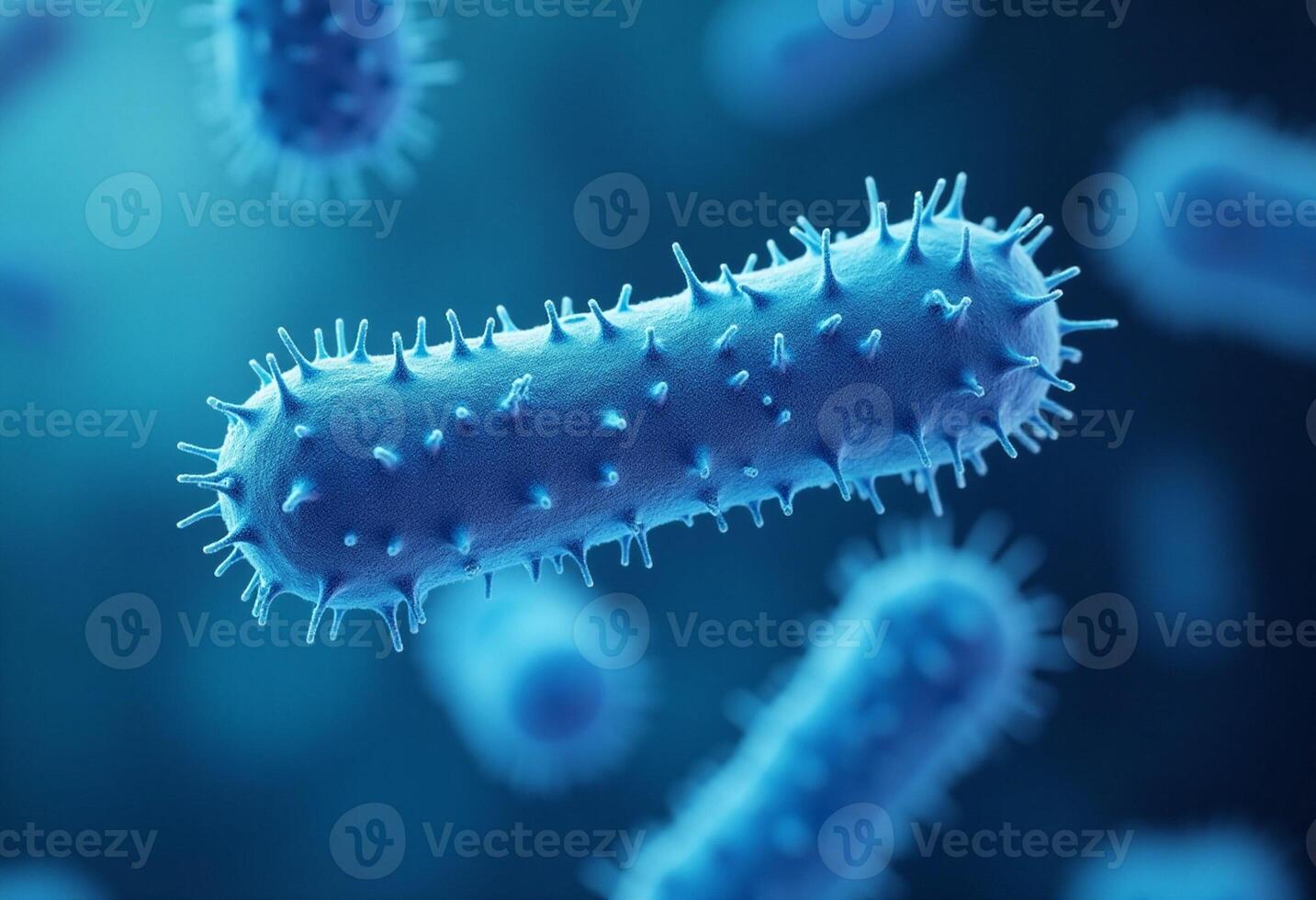 Pathogenic Microorganism Floating in Lab Simulation photo