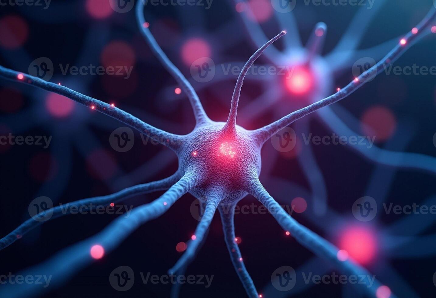Soft-Focus Neuron Web in Deep Blue Hue photo