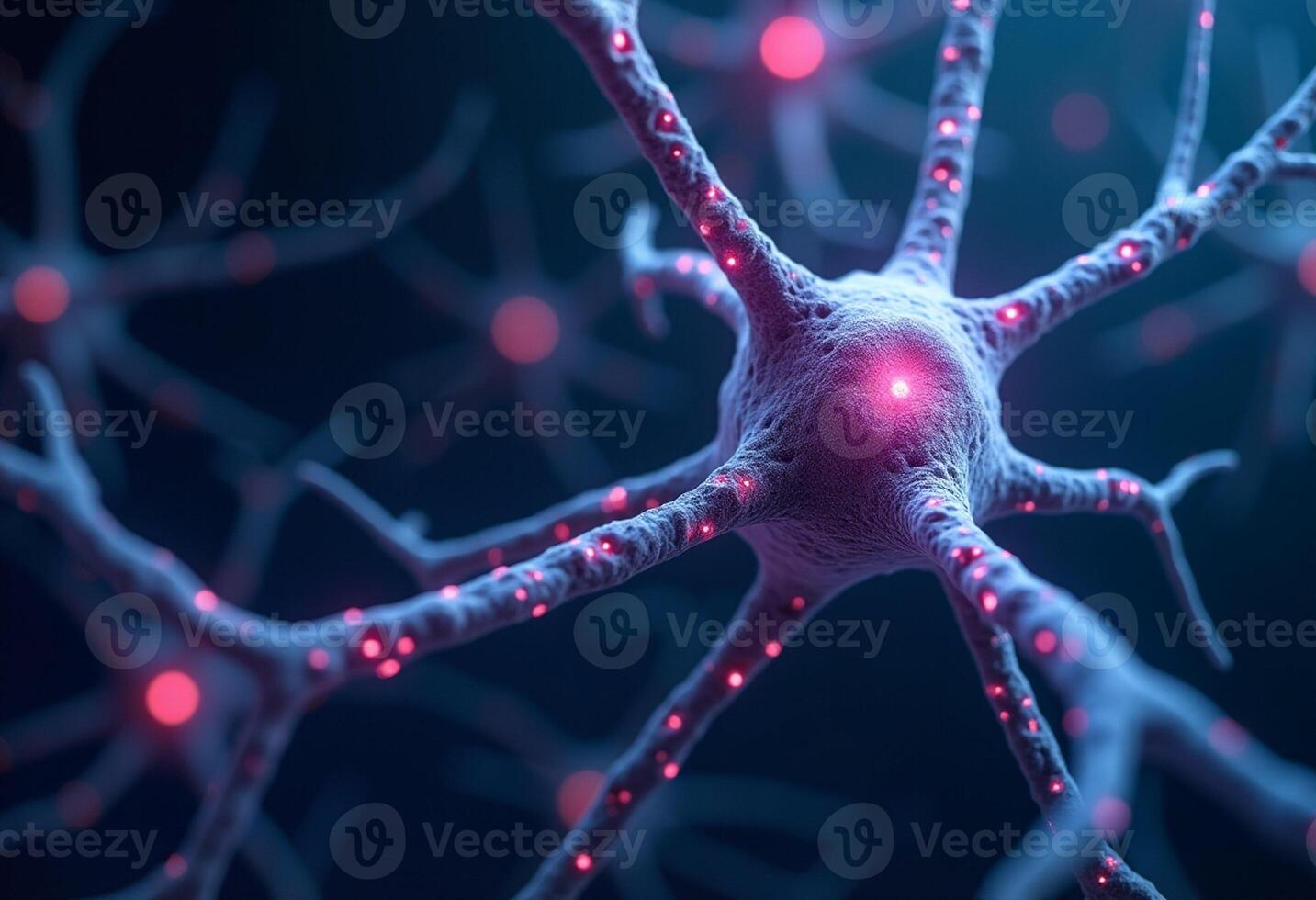 Dynamic Brain Network with Red-Blue Glow photo