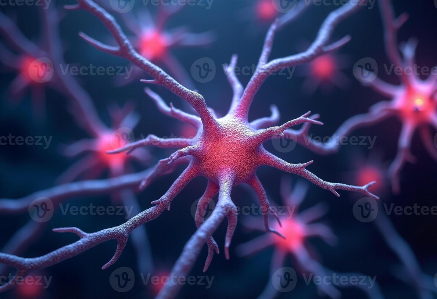 Animated-Like Nerve Cell Web in Futuristic Style photo