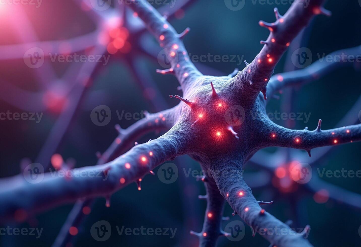 Abstract Neural Web with Glowing Central Node photo
