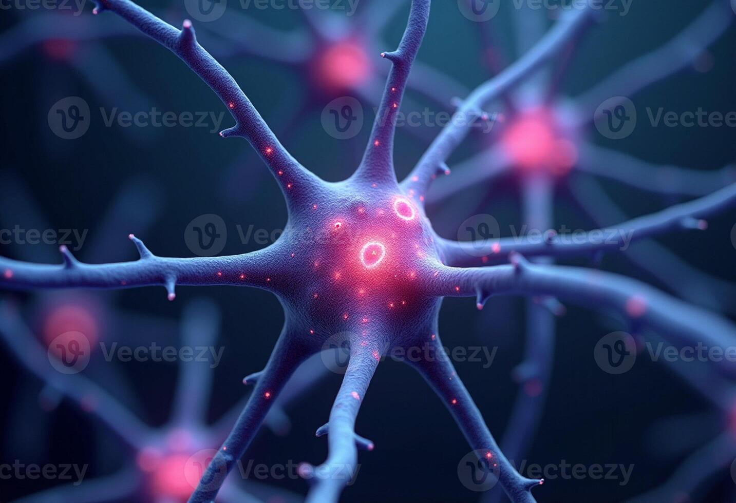 Neuron Firing Light Impulse in Blue and Red photo
