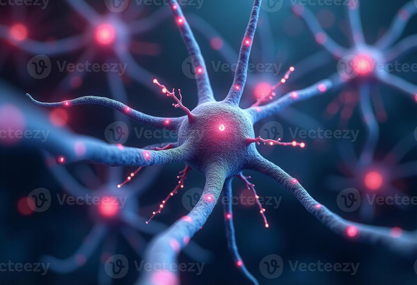 3D Model of Nervous System Cells with Light Effects photo