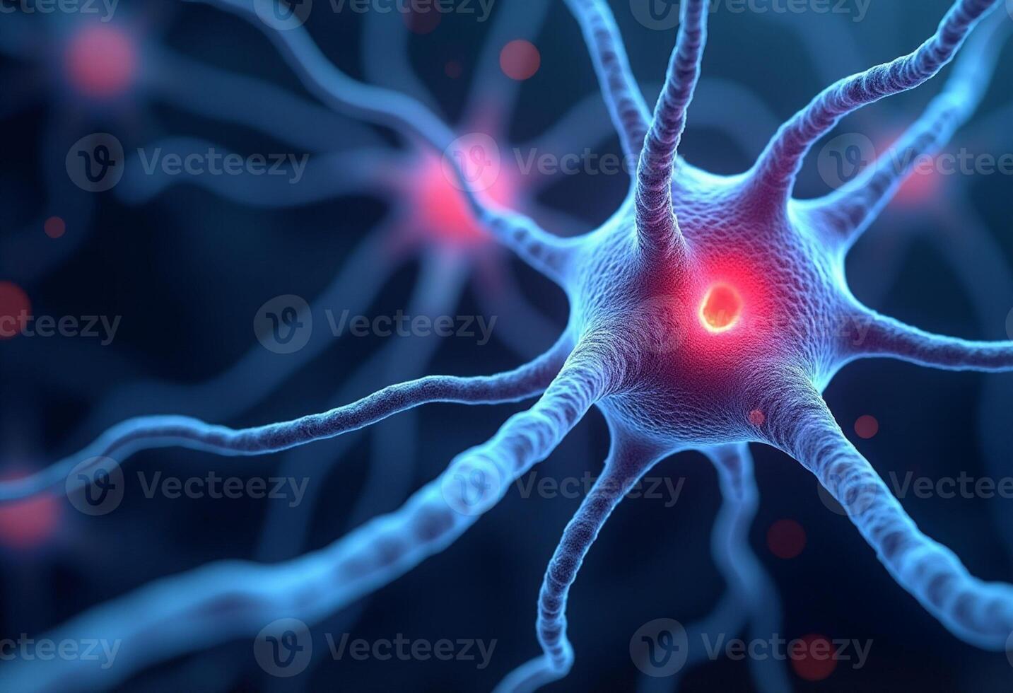 Brain Cell Activity Under Microscope Simulation photo