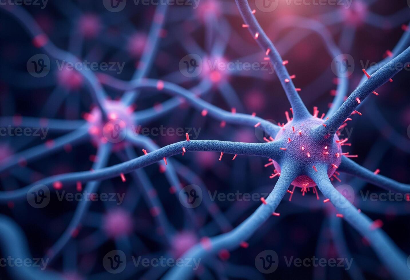 Neuron Connections with Synaptic Firing Lights photo