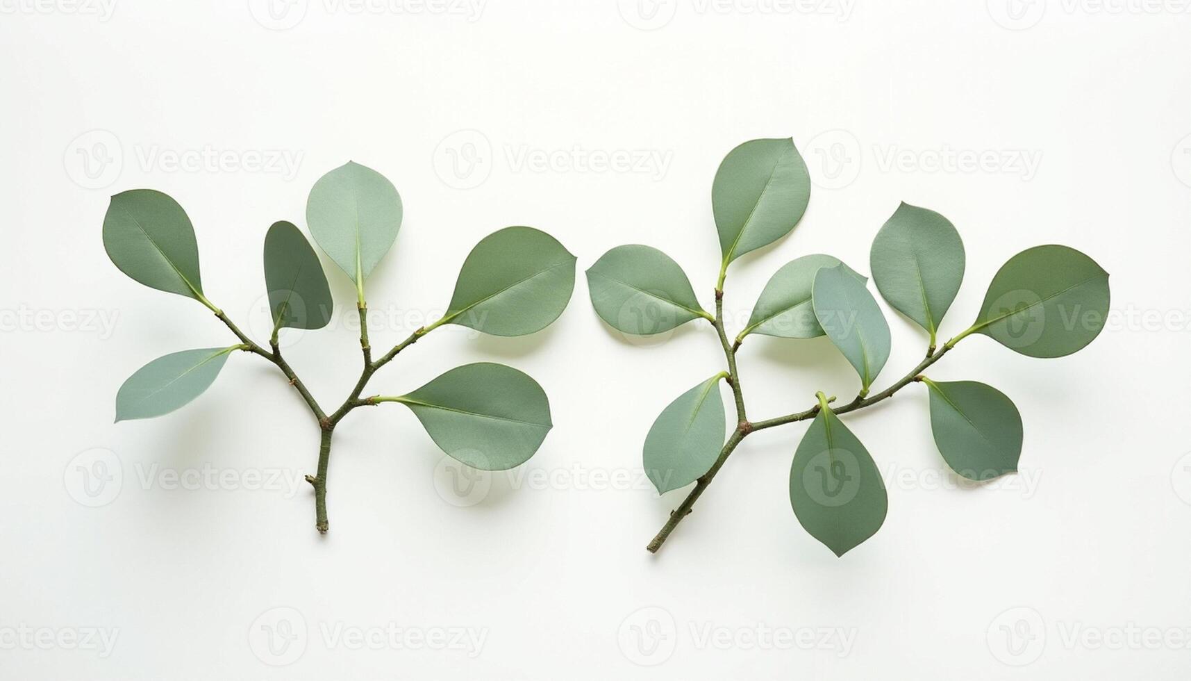 Flat Lay of Round Green Leaf on Clean Background photo