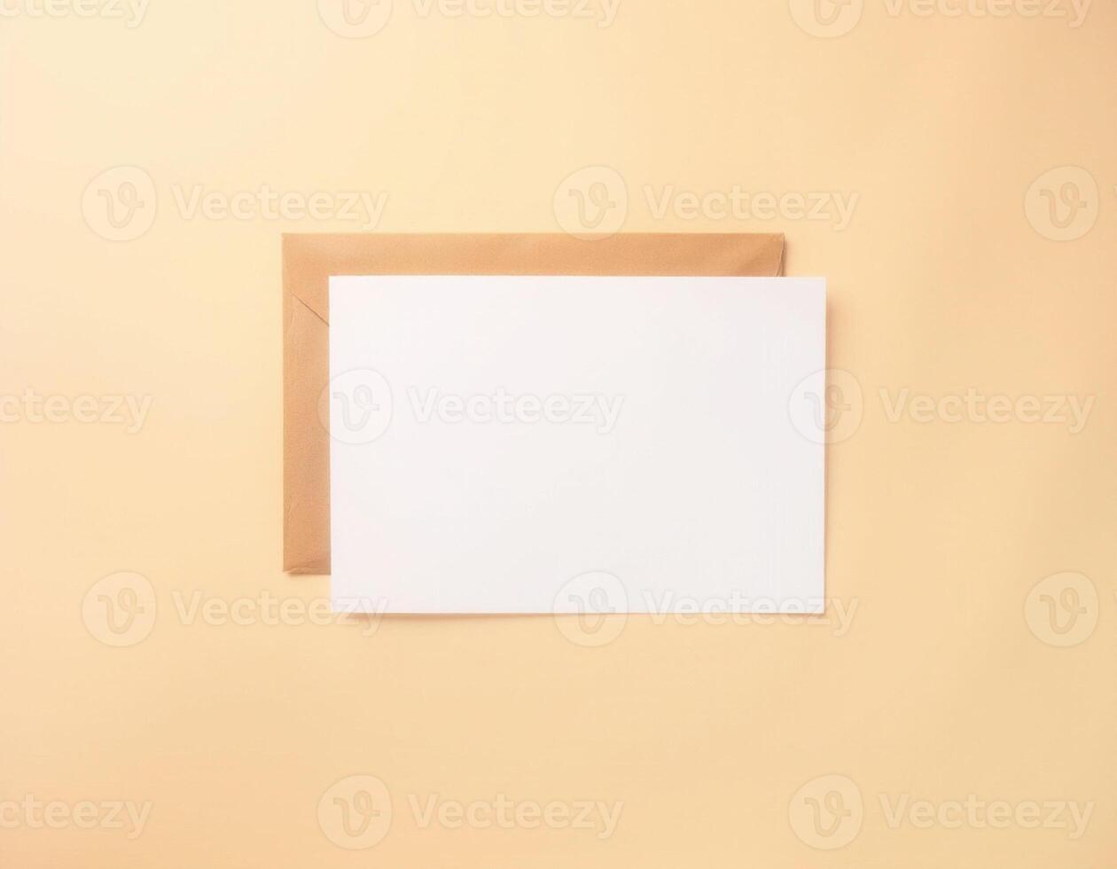 Blank white paper on a yellow background photo