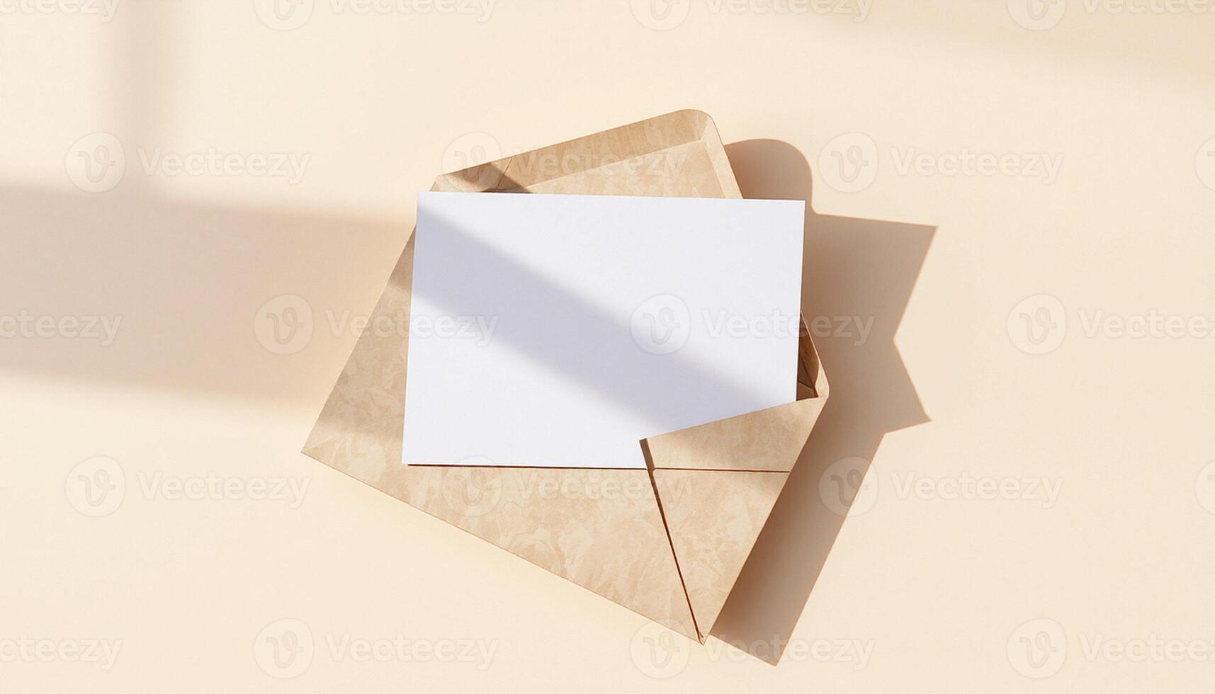 An envelope with a blank piece of paper on it photo