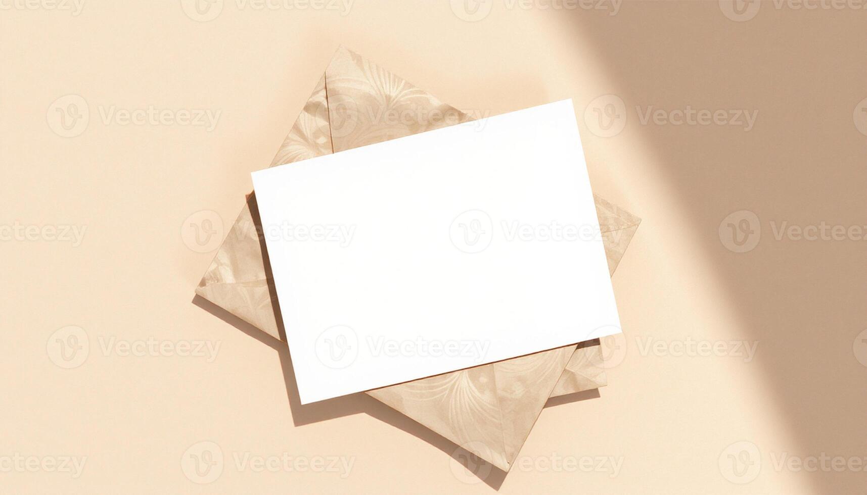 Blank white paper on a brown background photo