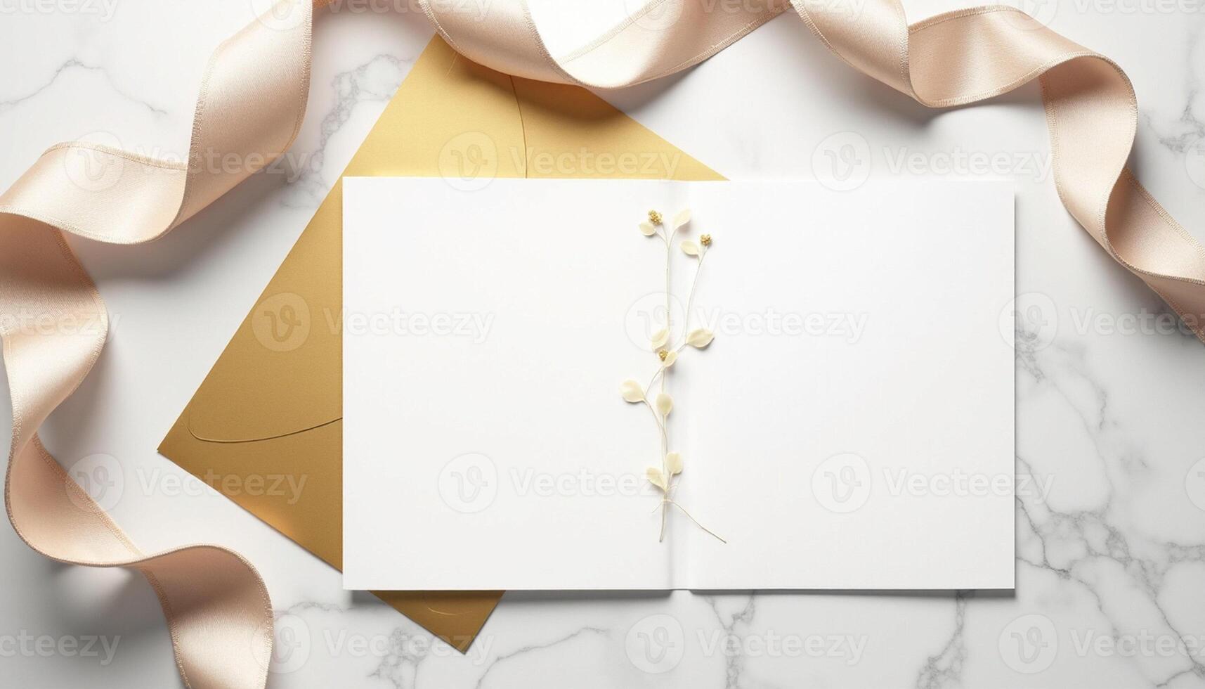 An open white envelope with a gold ribbon and a gold ribbon photo