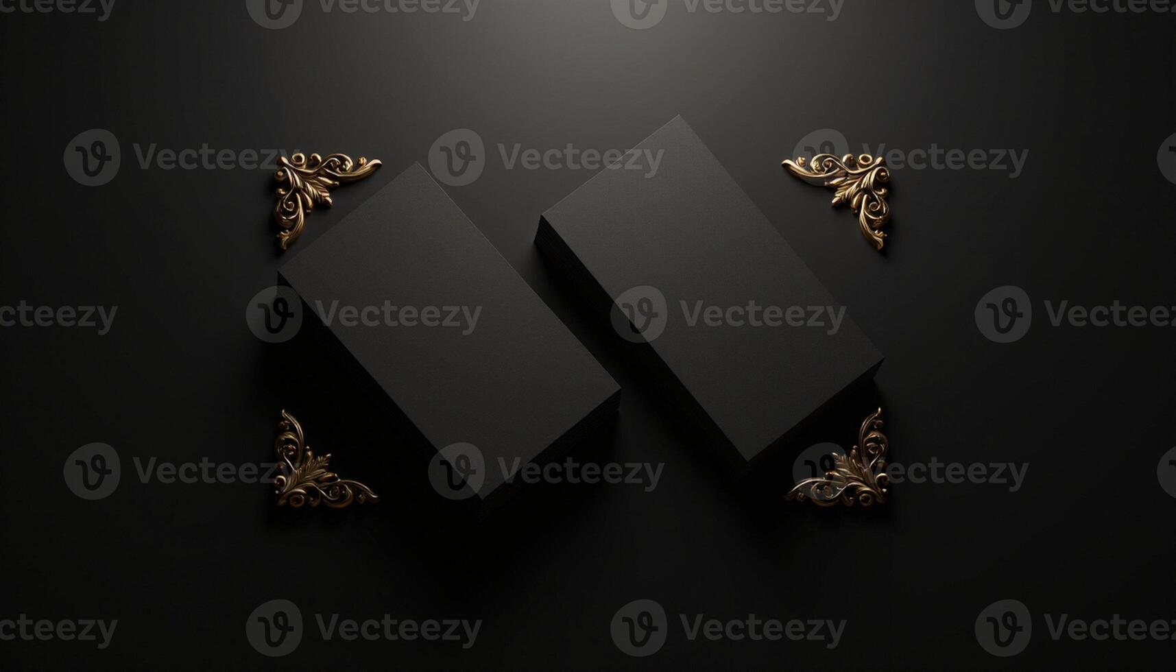 Black and gold 3d render of a black box with gold accents photo