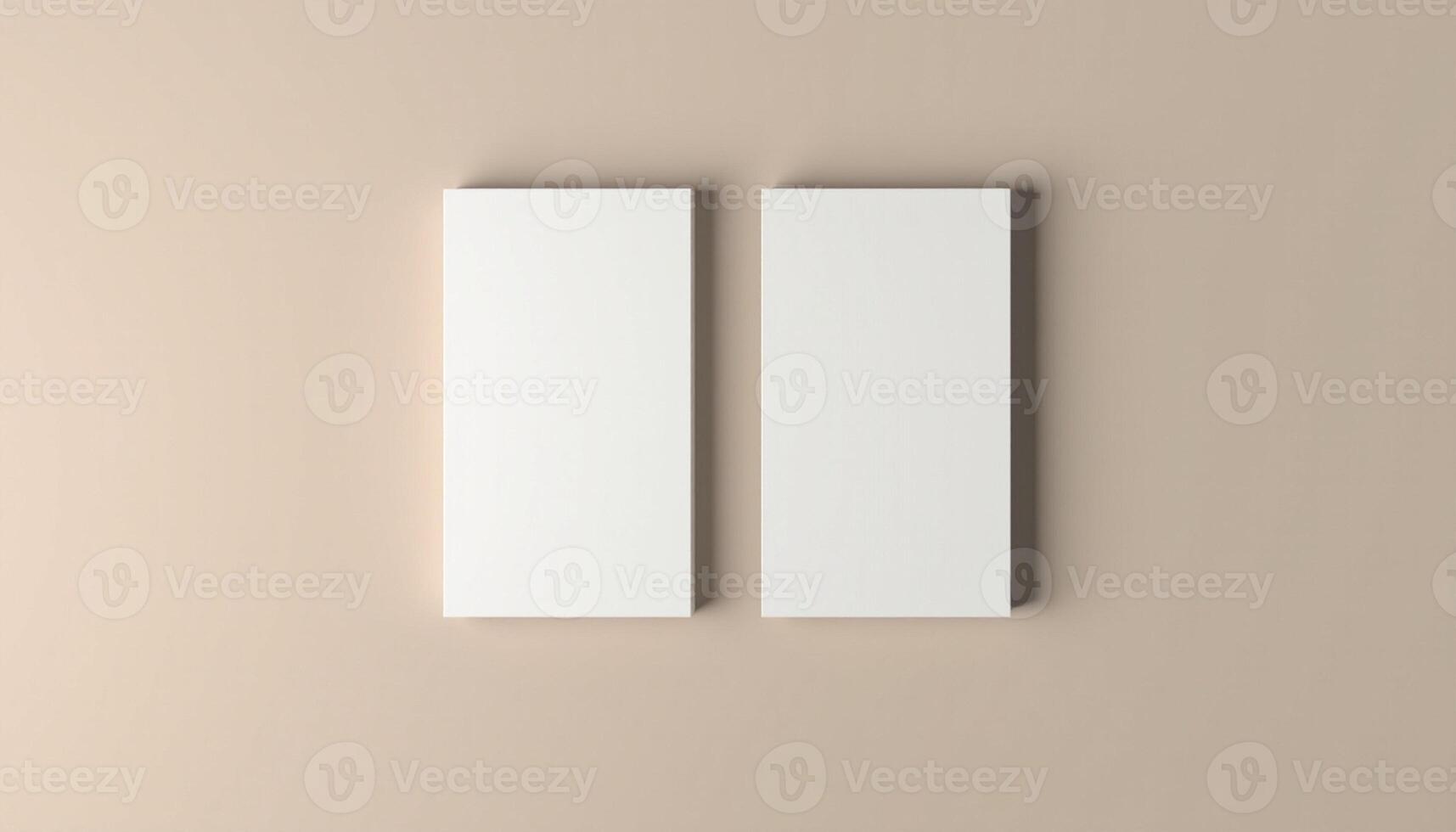 Two white rectangular boxes on a beige background photo