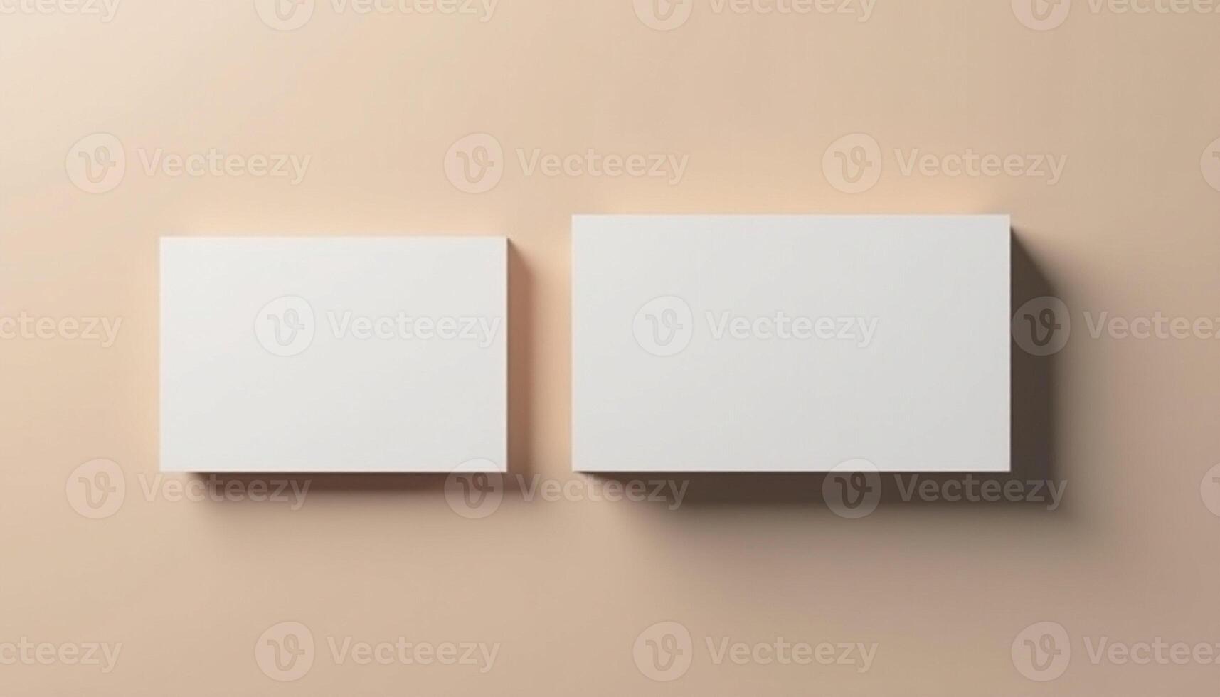 Two blank white boxes on a beige background photo