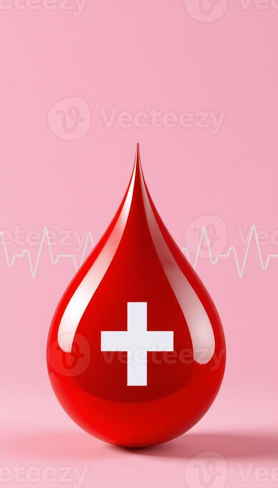 A red blood drop with a cross on it photo