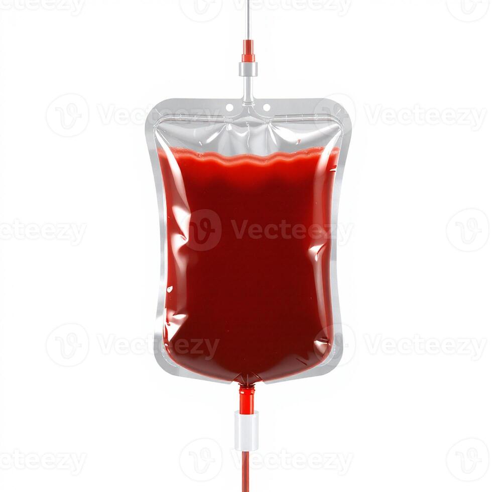 A blood bag with a red liquid in it photo