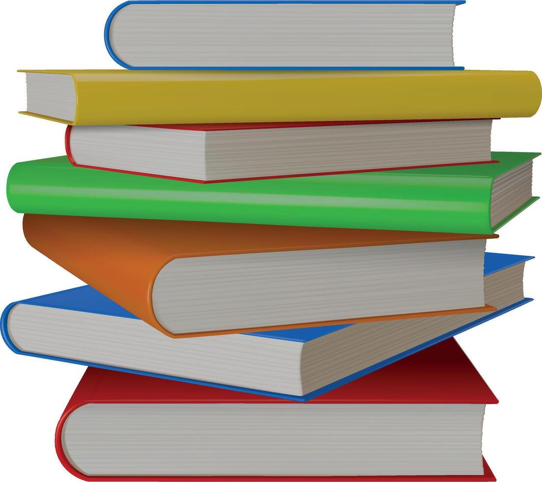 isolated stack of colorful books vector
