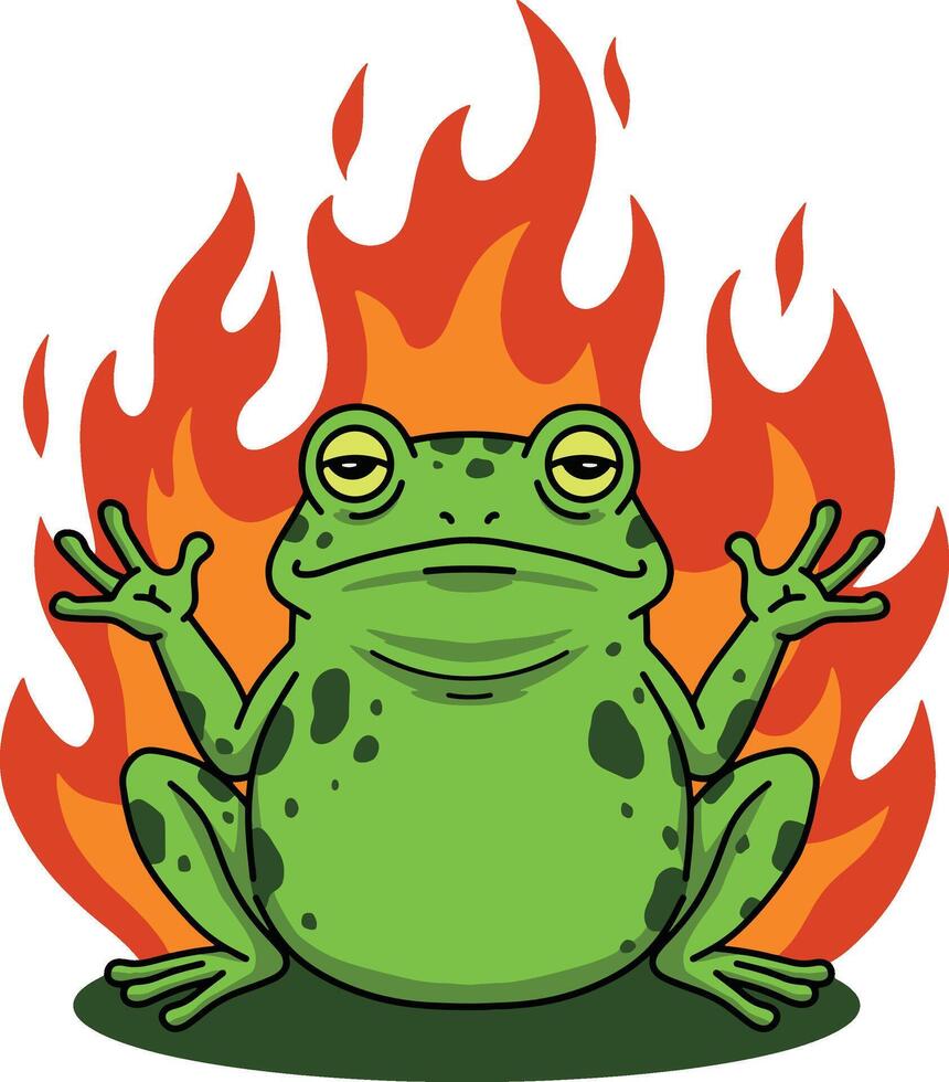 Burning Frog Meme Illustration vector