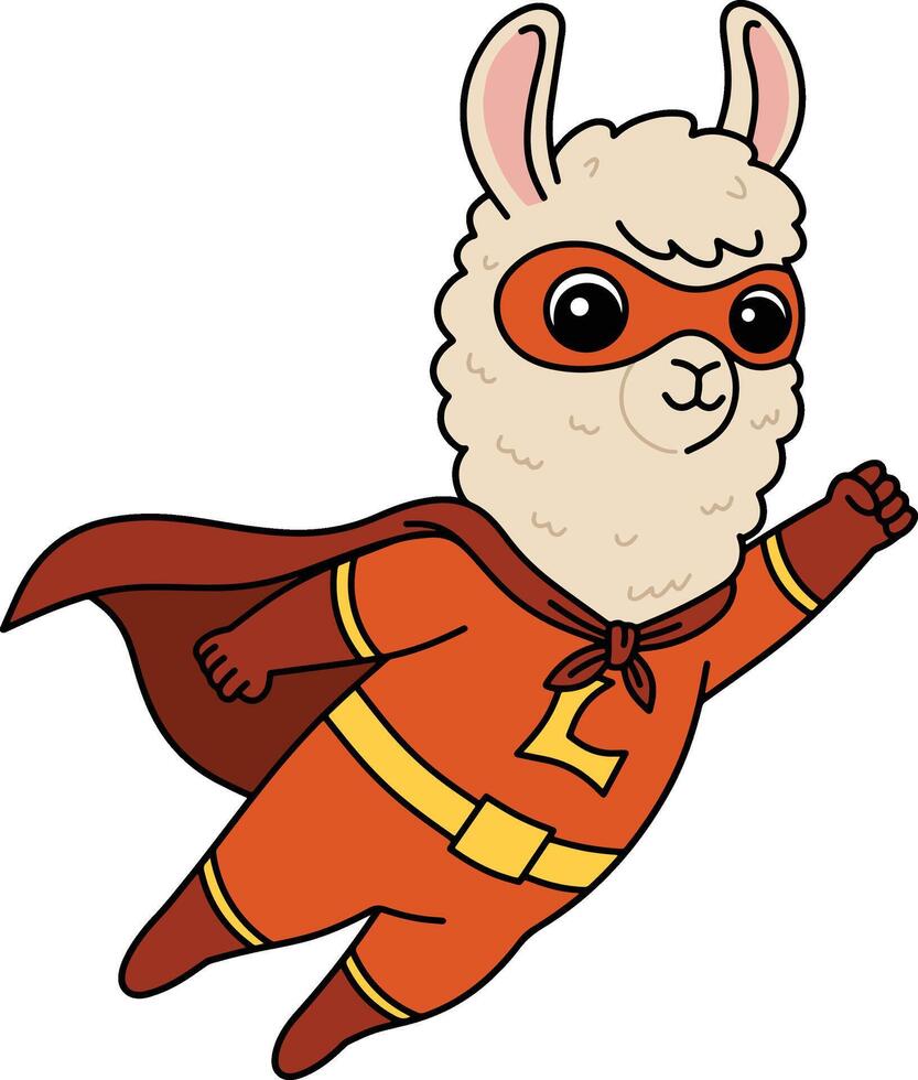 Superhero Llama Soaring Through the Sky vector