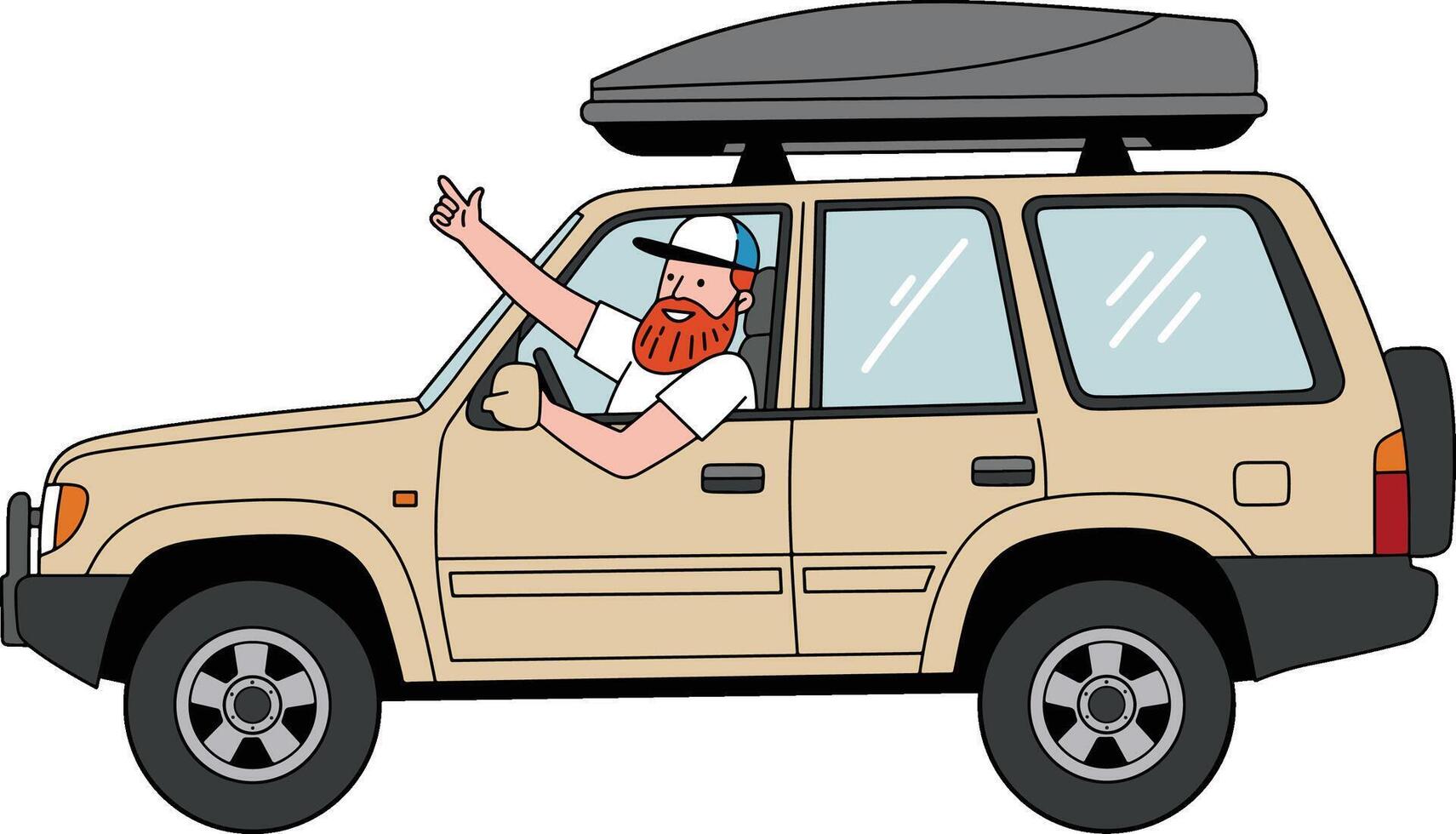 Man driving an off-road vehicle illustration vector