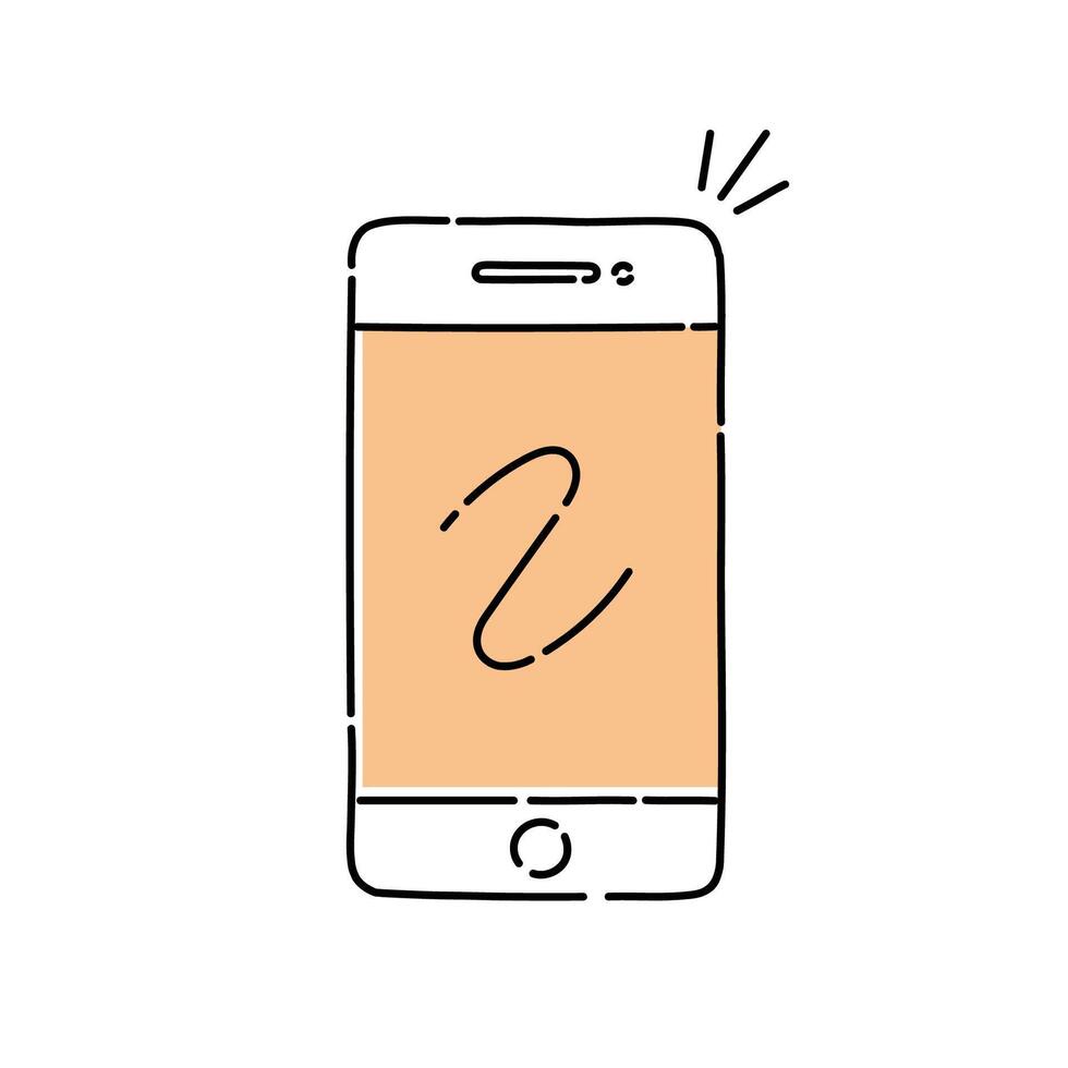 Hand drawn a smart phone isolated flat design. vector
