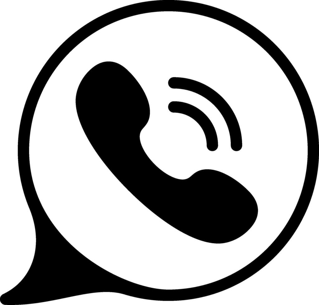 Phone Call Solid Black Icon vector
