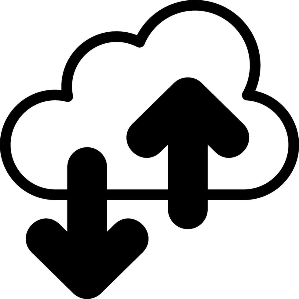 Data Transfer Solid Black Icon vector