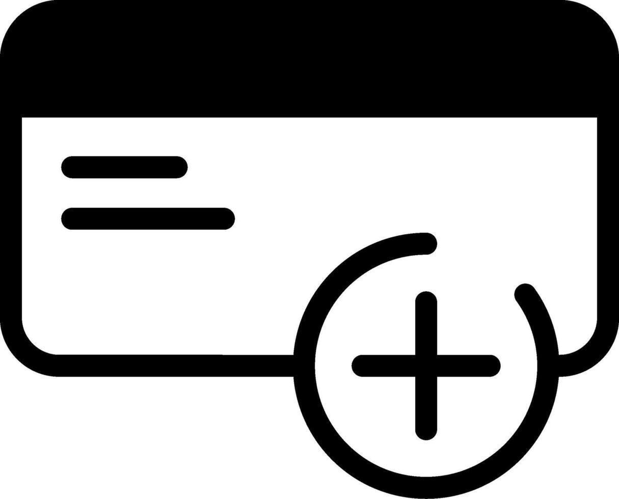 Credit Card Plus Modern Solid Black Icon vector