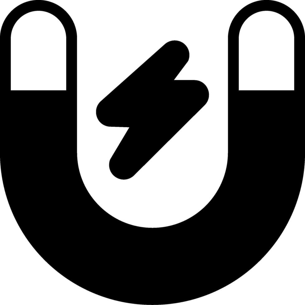 Magnet Modern Solid Black Icon vector