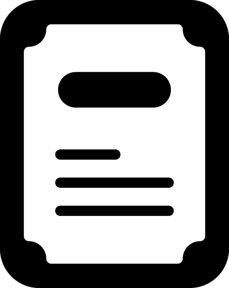 Certificate Modern Solid Black Icon vector