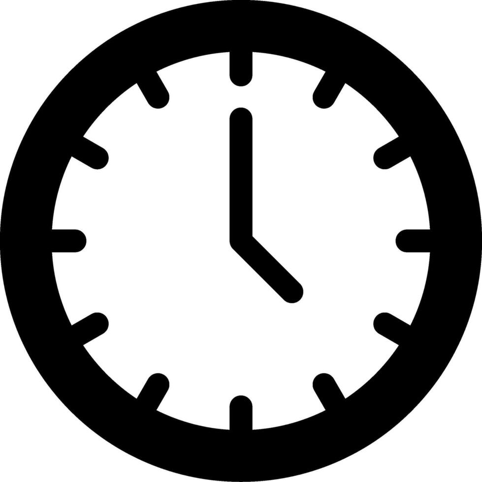 Clock Modern Semi Solid Black Icon vector