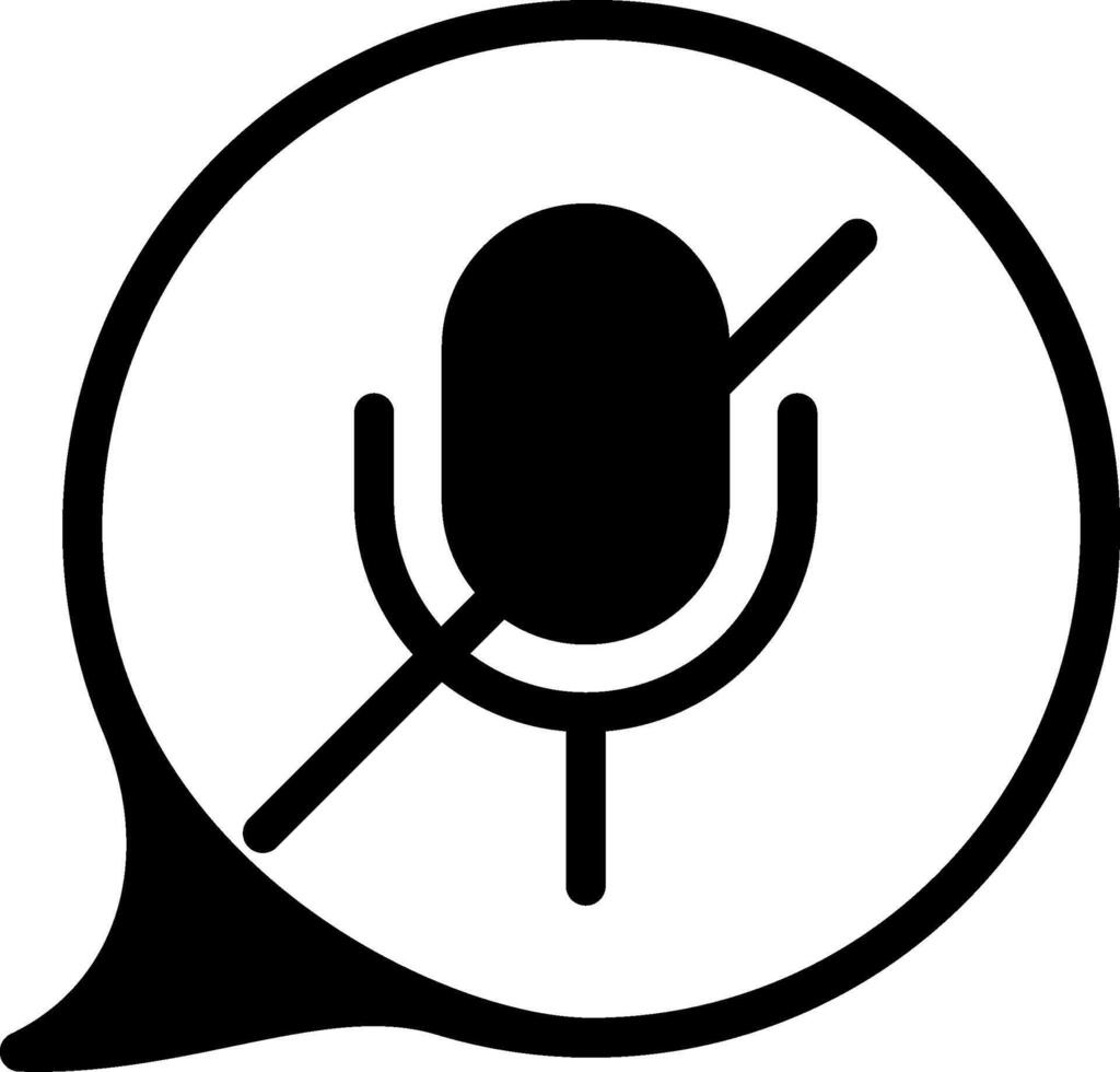 Chat Mic Off Solid Black Icon vector