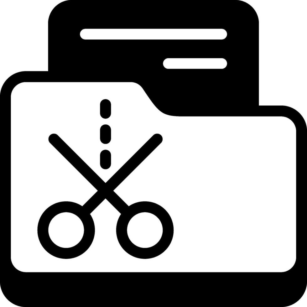Folder Cut Solid Black Icon vector
