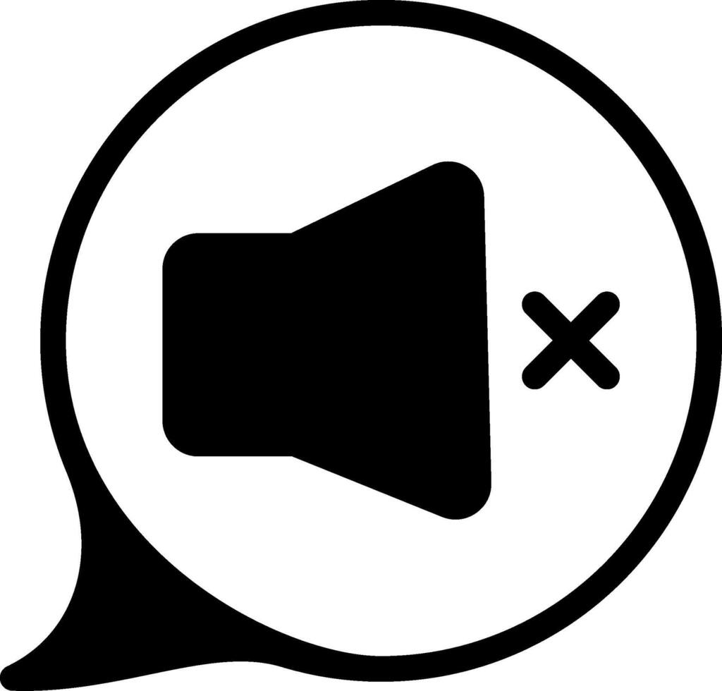 Mute CHat Solid Black Icon vector