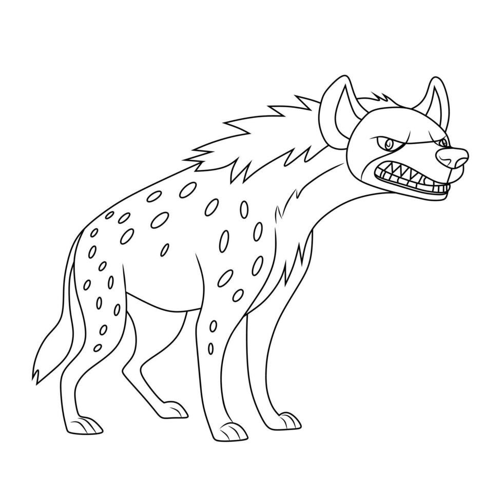 Adorable hyena line art illustration designed for kids to fill with vibrant colors vector