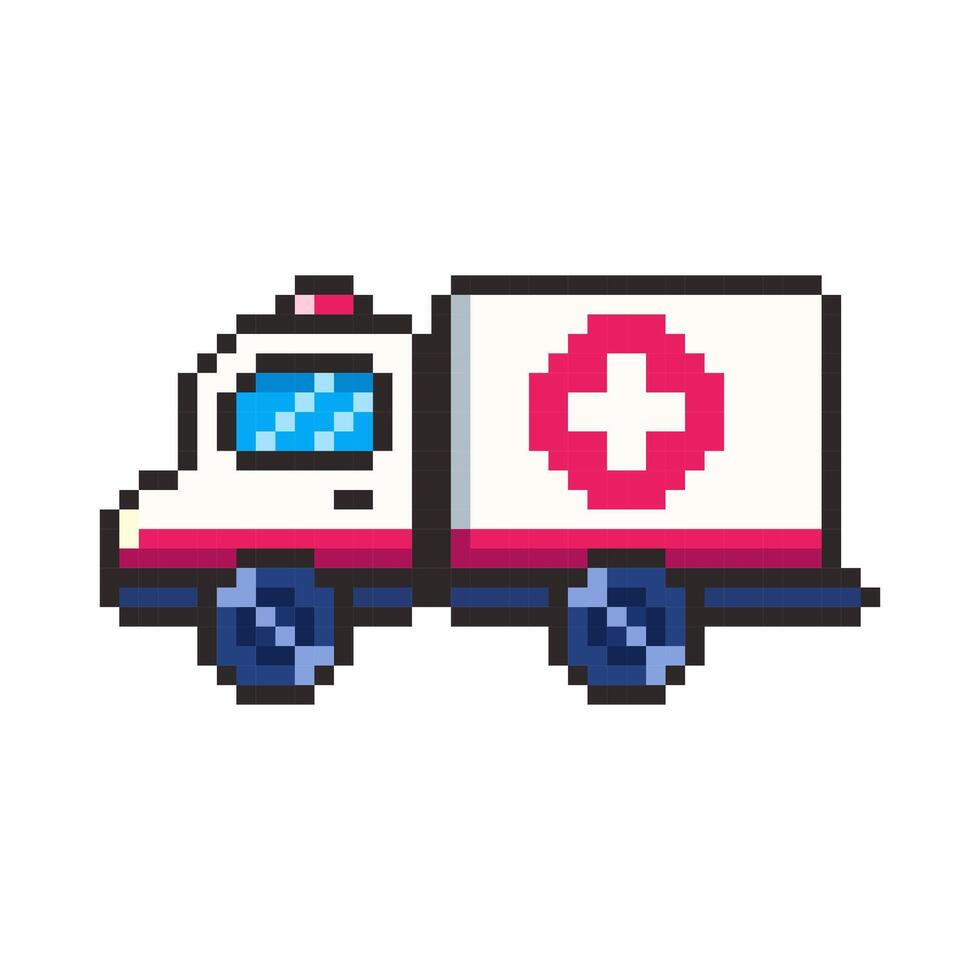 Pixel art Ambulance game asset design vector
