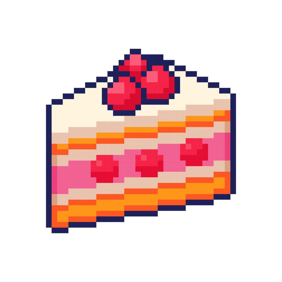 Pixel art Cake Strawberry game asset design vector