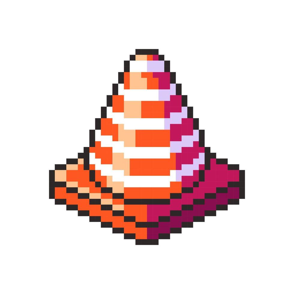 Pixel art Traffic cone game asset design vector