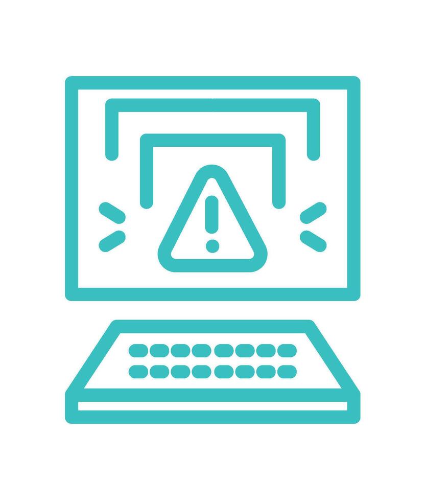 Alert symbol on a computer screen with a keyboard illustration. Digital insurance icon cyber security symbols concept. vector