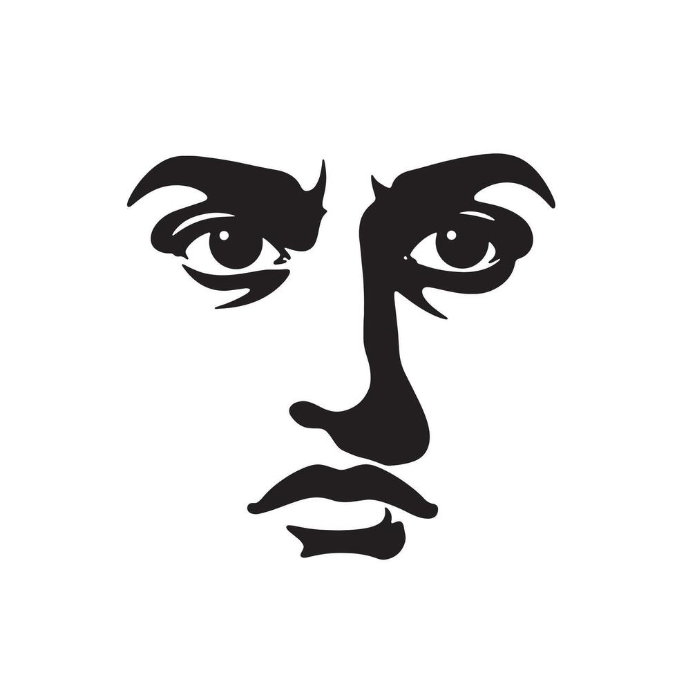 Strong Angry Mood Faces in Cartoon Expression Icon Bundle Collection vector