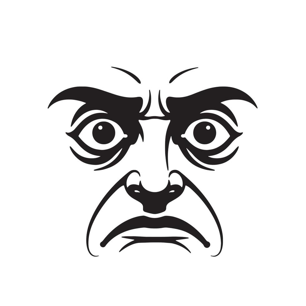 Angry Character Face Set with Cartoon Icons and Strong Expression Lines vector