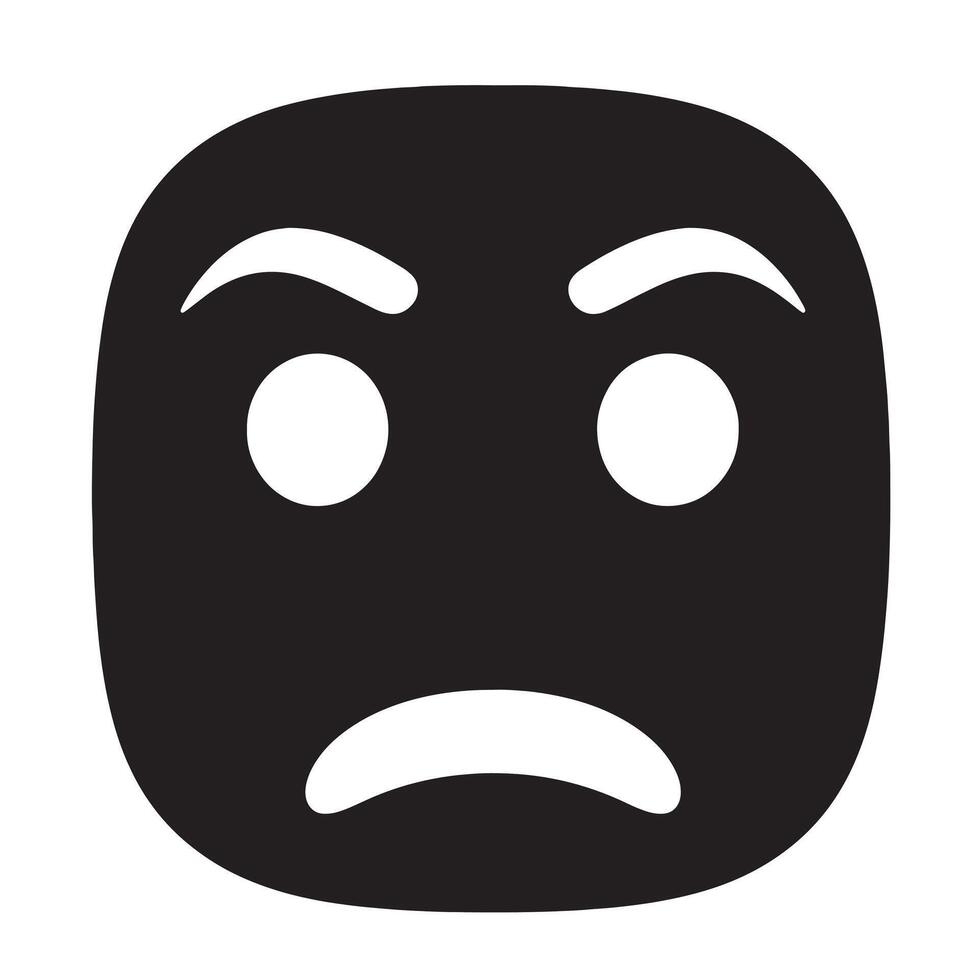 Cartoon Angry Face Icons Expression Bundle with Black and White Emotion Set vector