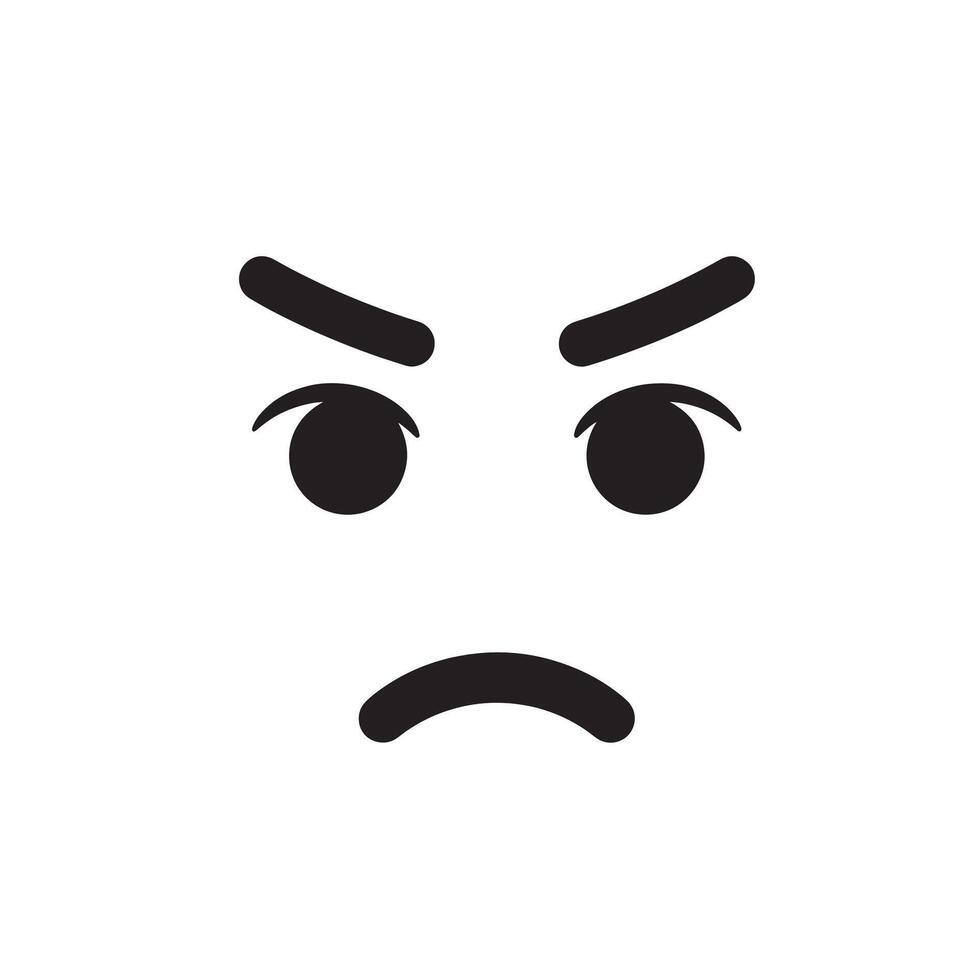 Cartoon Mood Icons Collection with Angry Expression Faces and Serious Looks vector
