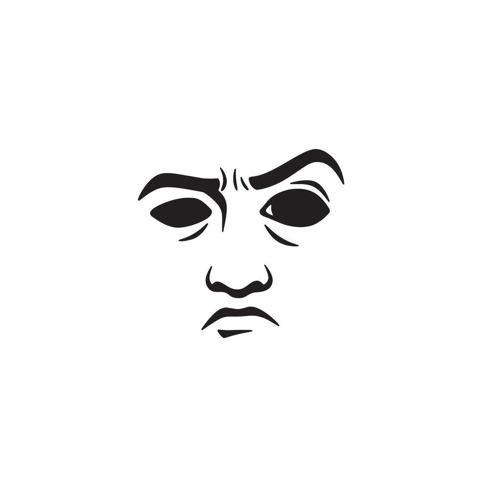 Angry Eyebrow Cartoon Icon Bundle with Face Expression Mood Designs vector